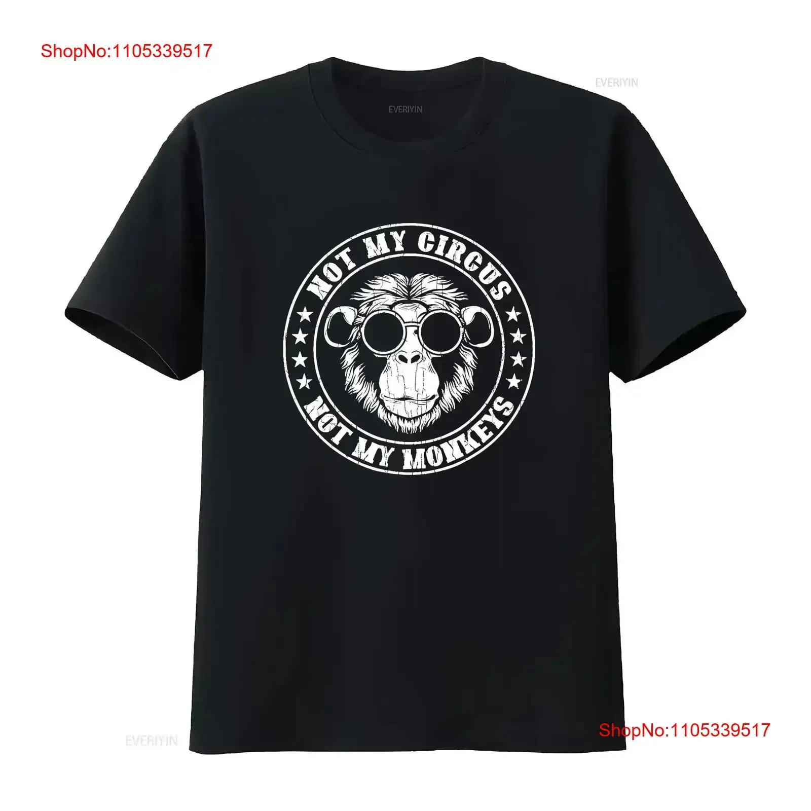 Camiseta divertida de amante de los animales con diseño de monos de Not My Circus, estilo vintage, lavada, suave, elástica, transpirable, streetwear para hombre, vintage