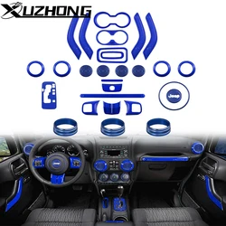 28PCS Steering Wheel Center Console Door Handle Vent Cup Holder Gear Cover Trim for Jeep Wrangler JK JKU 11-18 Interior Kit