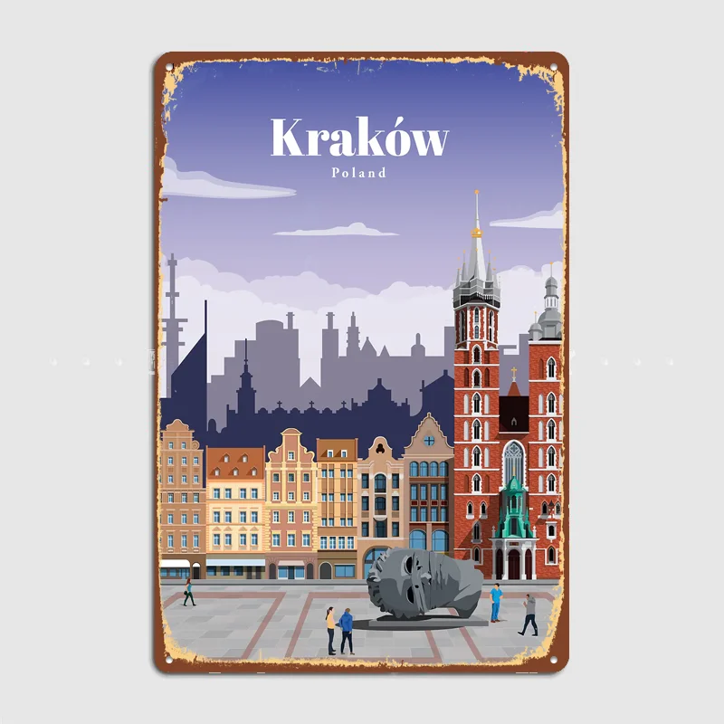 Travel to Krakow Metal Custom Sign Living Room Wall Indoor Decor Room Decoration Bedroom Posters Home Decor