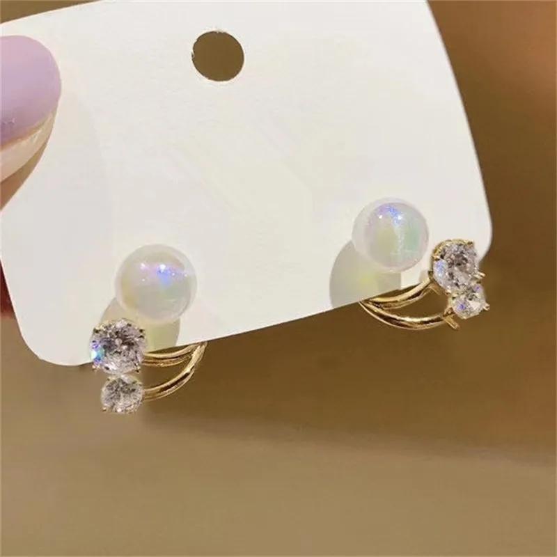 New Crystal Earrings Luxury Simulated Pearl Earring for Women Girl Birthday Party Gift  Dual Purpose Ear Jewelry Accessoires