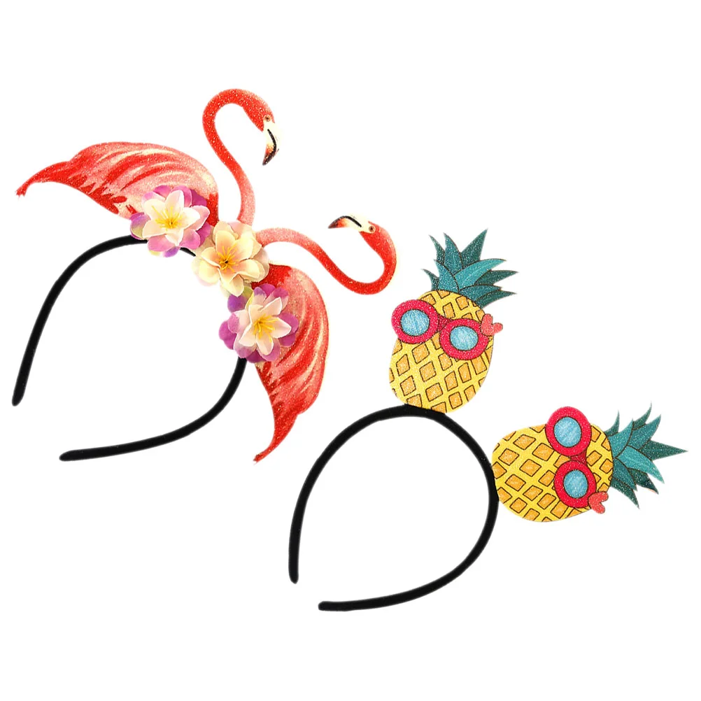 2 Pcs Hawaiian Headband Party Decorations Lotus Tealight Holder Cosplay Hairband Pineapple Accessories Pool