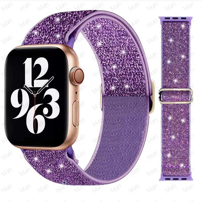 Scrunchie Strap for Apple watch Ultra 2 band 49mm 45mm 44mm 40-41mm 42mm 46mm Elastic Nylon bracelet iWatch series 10 9 8 7 se 6