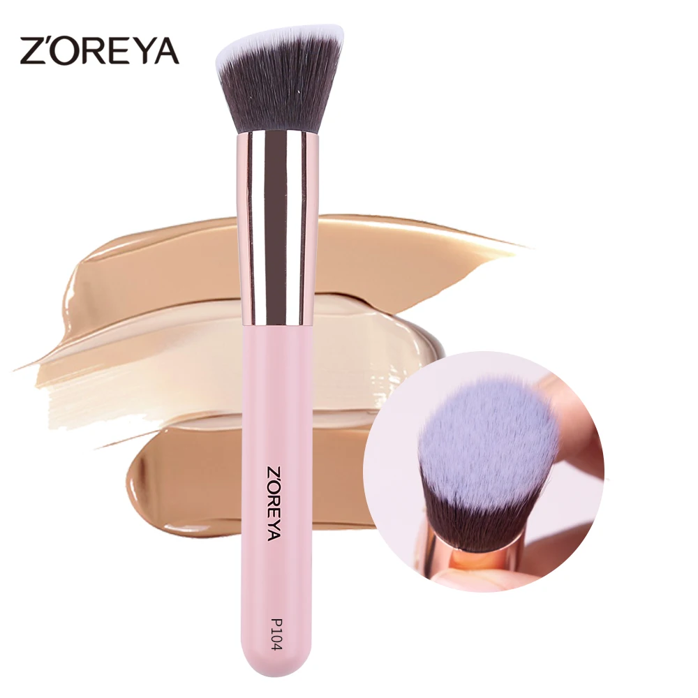 ZOREYA  Foundation Makeup Brushes Powder Blush Contour Concealer Synthetic Hair Professional Single Pink Face Makeup Brush