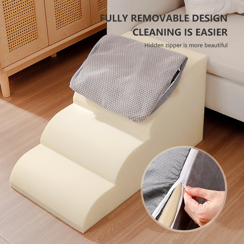 خطوات الكلاب للجراء، منحدر سلالم الكلاب الاختياري متعدد المستويات للسرير، خطوات الحيوانات الأليفة غير القابلة للانزلاق، سلم سرير أريكة قابل للإزالة والغسل