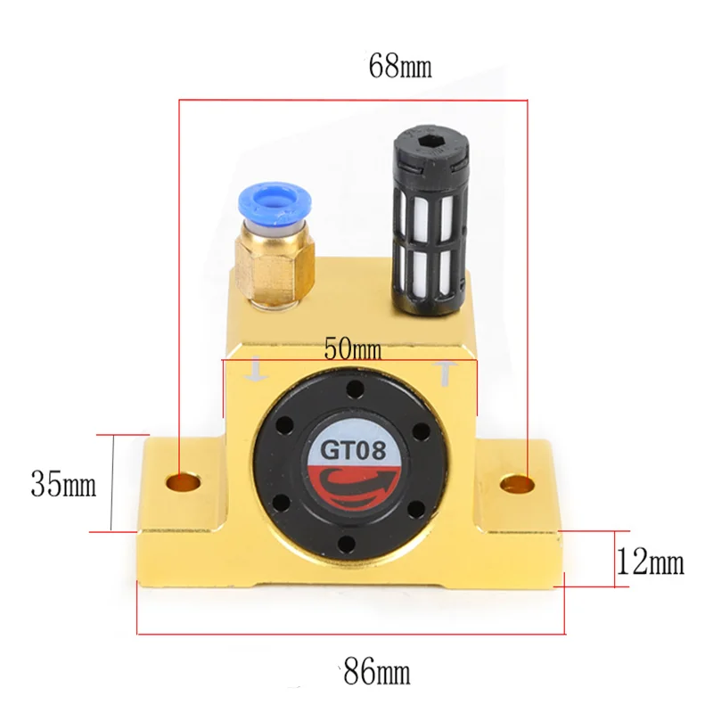 GT-8/10/13/16/20 Pneumatic Vibrator GT Gear Series K Type Steel Ball Vibrator Turbine Oscillators Industry Hammer Blanking Parts