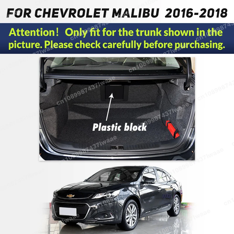 Auto Full Coverage Trunk Mat For Chevrolet Malibu 2016-2018 17 Car Boot Cover Pad Cargo Liner Interior Protector Accessories