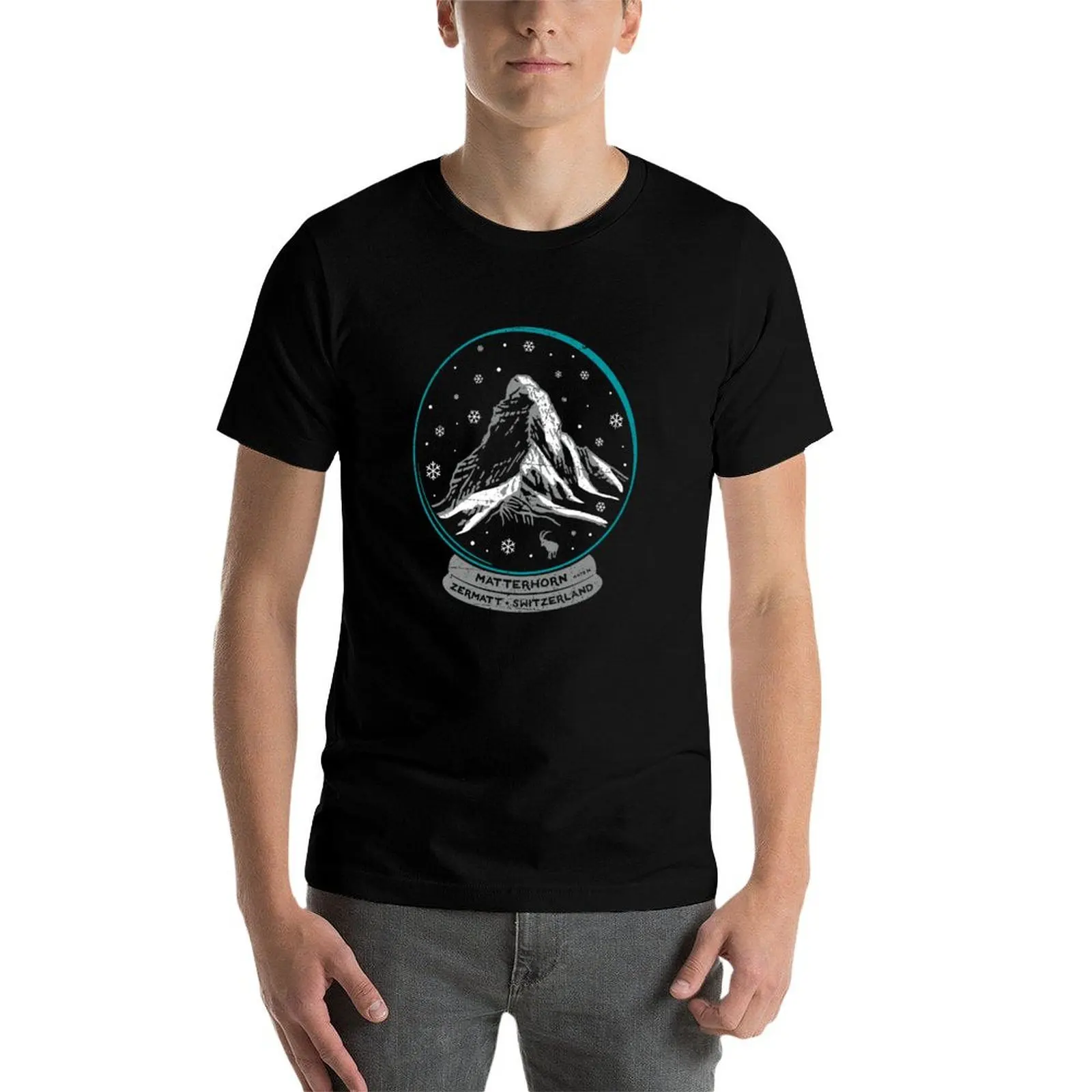 Snow Globe Matterhorn T-Shirt summer 2025 korean fashion graphics cheap stuff mens white t shirts