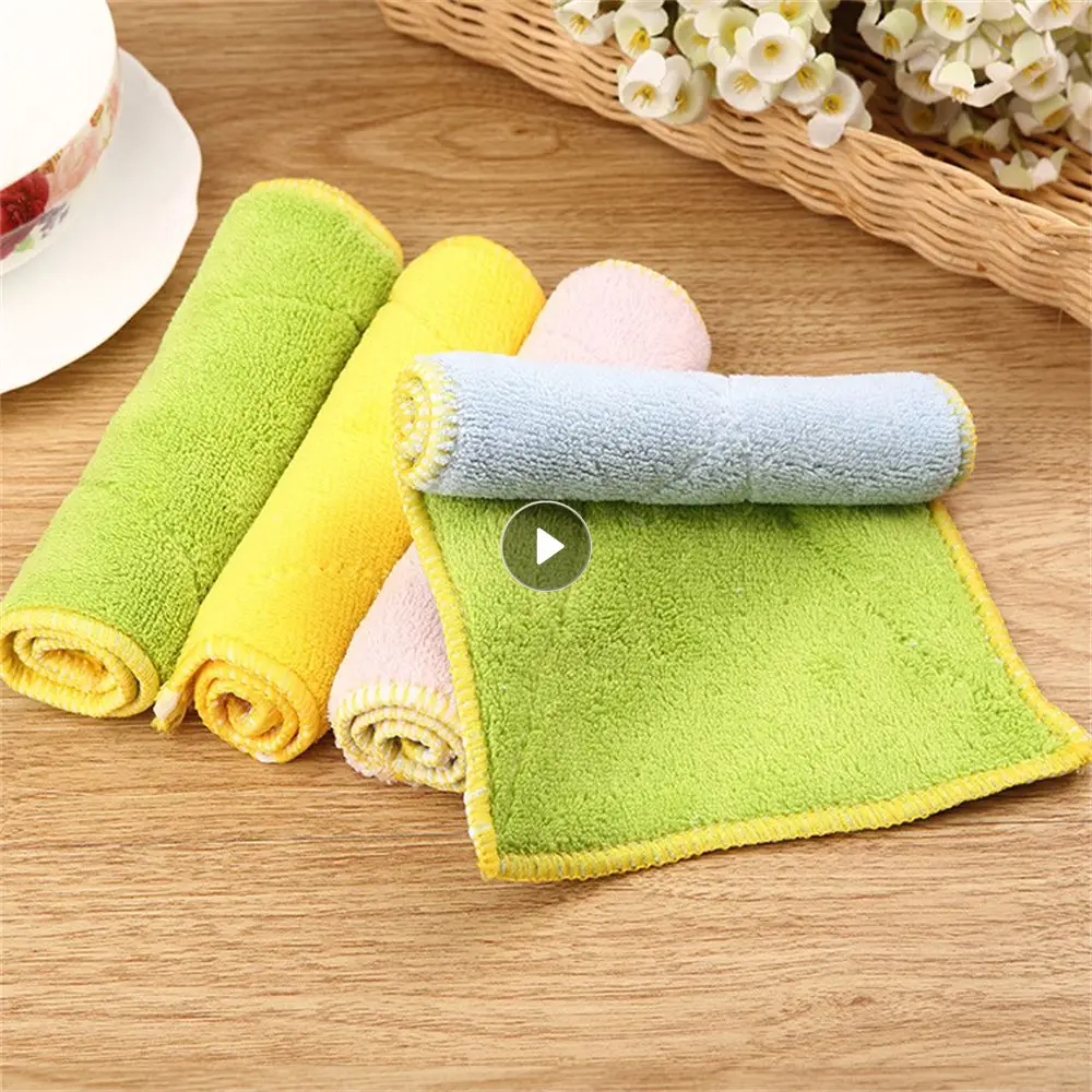 Toalla de lavado de platos acolchada absorbente de doble cara, toallitas de Merchandises para el hogar, buena permeabilidad al aire, fibra fácil de limpiar, 14cm x 24cm