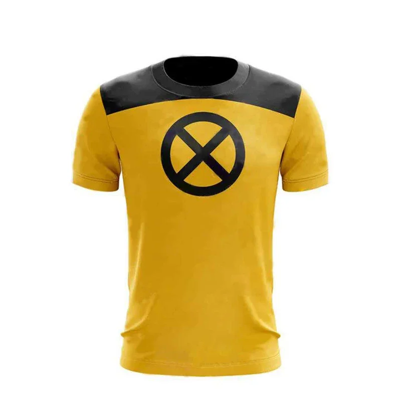 Deadpool 2 T-Shirt Superhero Yellow Slim Short Polyester Mens Short Sleeve Cosplay T-Shirts Tee Shirts Halloween Costume