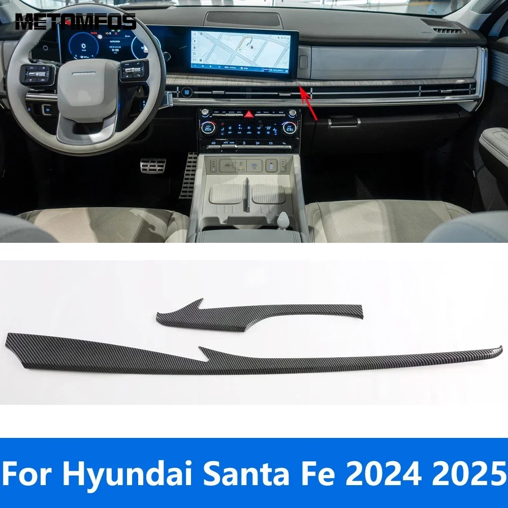 For Hyundai Santa Fe 2024 2025 Carbon Fiber Center Console Dashboard Panel Molding Trim Sticker Interior Accessories Car Styling