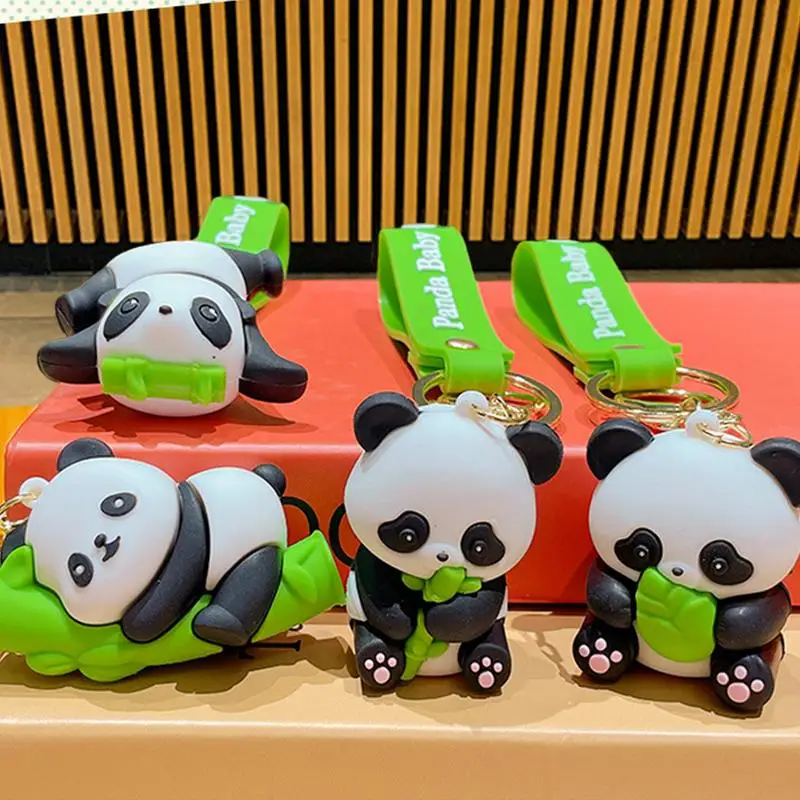 Cartoon Panda Keychain PVC Cartoon Animal Keychain Cute Cartoon Panda Keychain Decoration Fashion Car Key Pendant Bags Doll