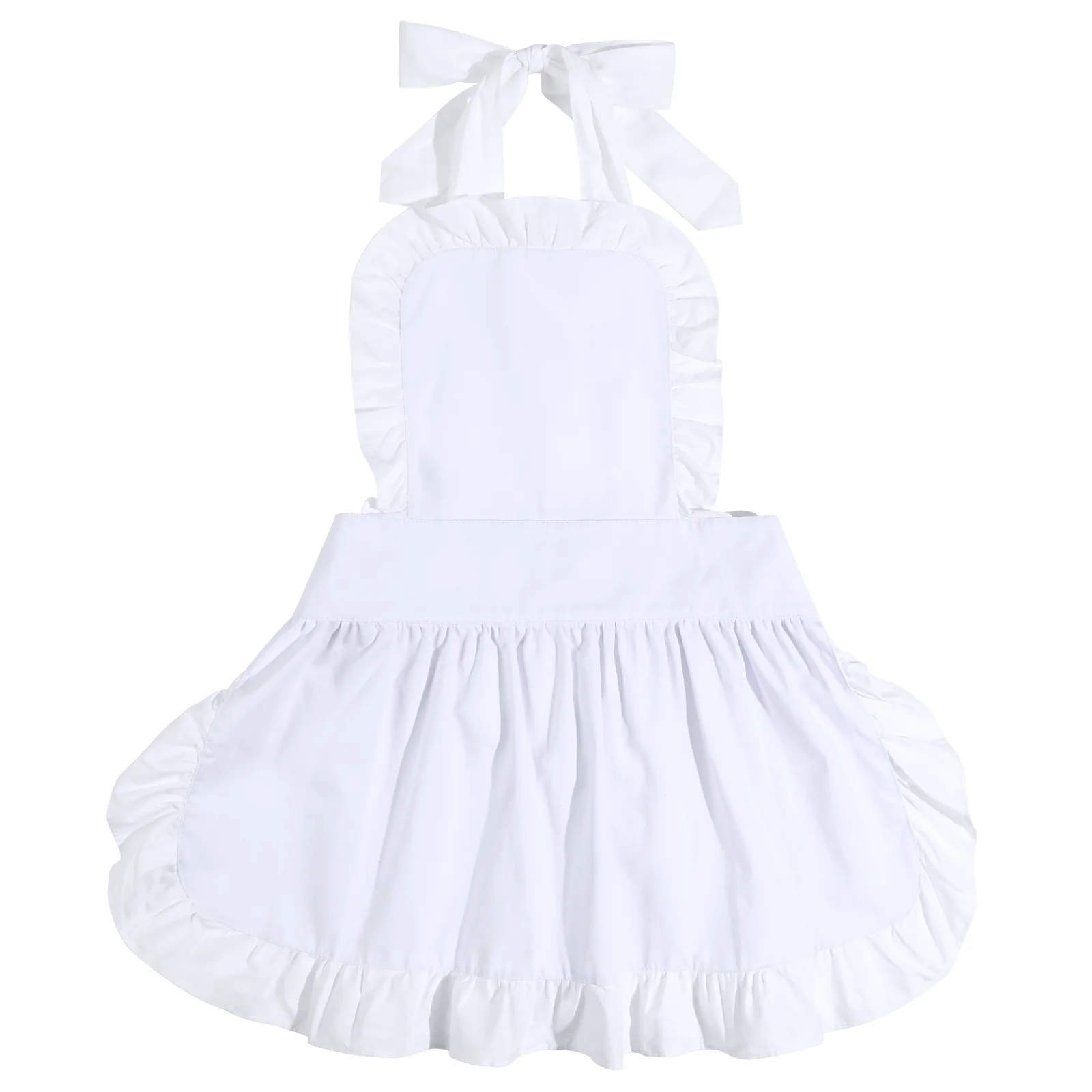 Vintage Apron Ruffle Apron Dress Apron Cotton Aprons Waitress Apron Cooking Apron for Kitchen ( White )