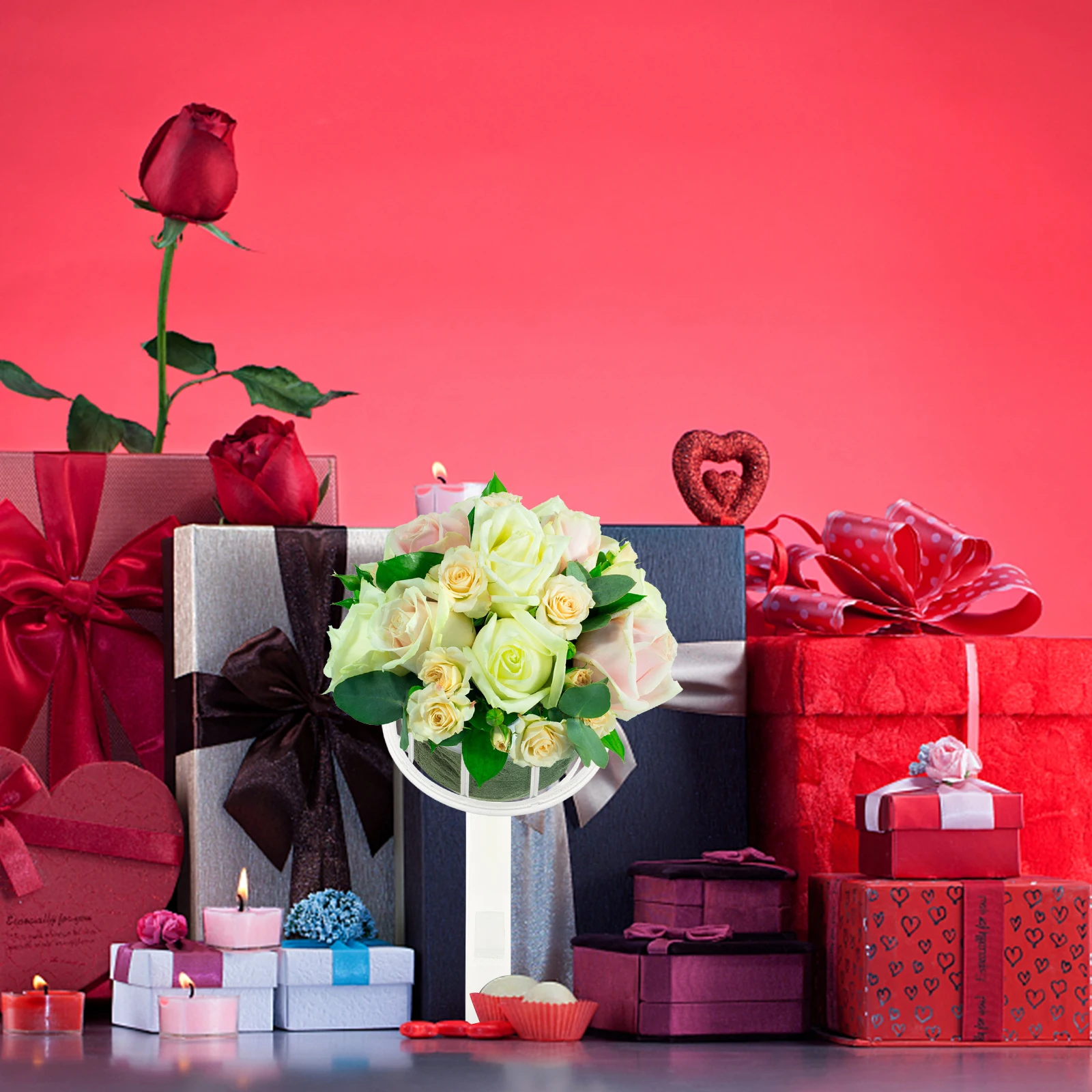 

3pcs Large Bouquet Stand Wedding Floral Holder Artificial Flower Arrangements Foam DIY Handle Mud Cage Bridesmaid Decor