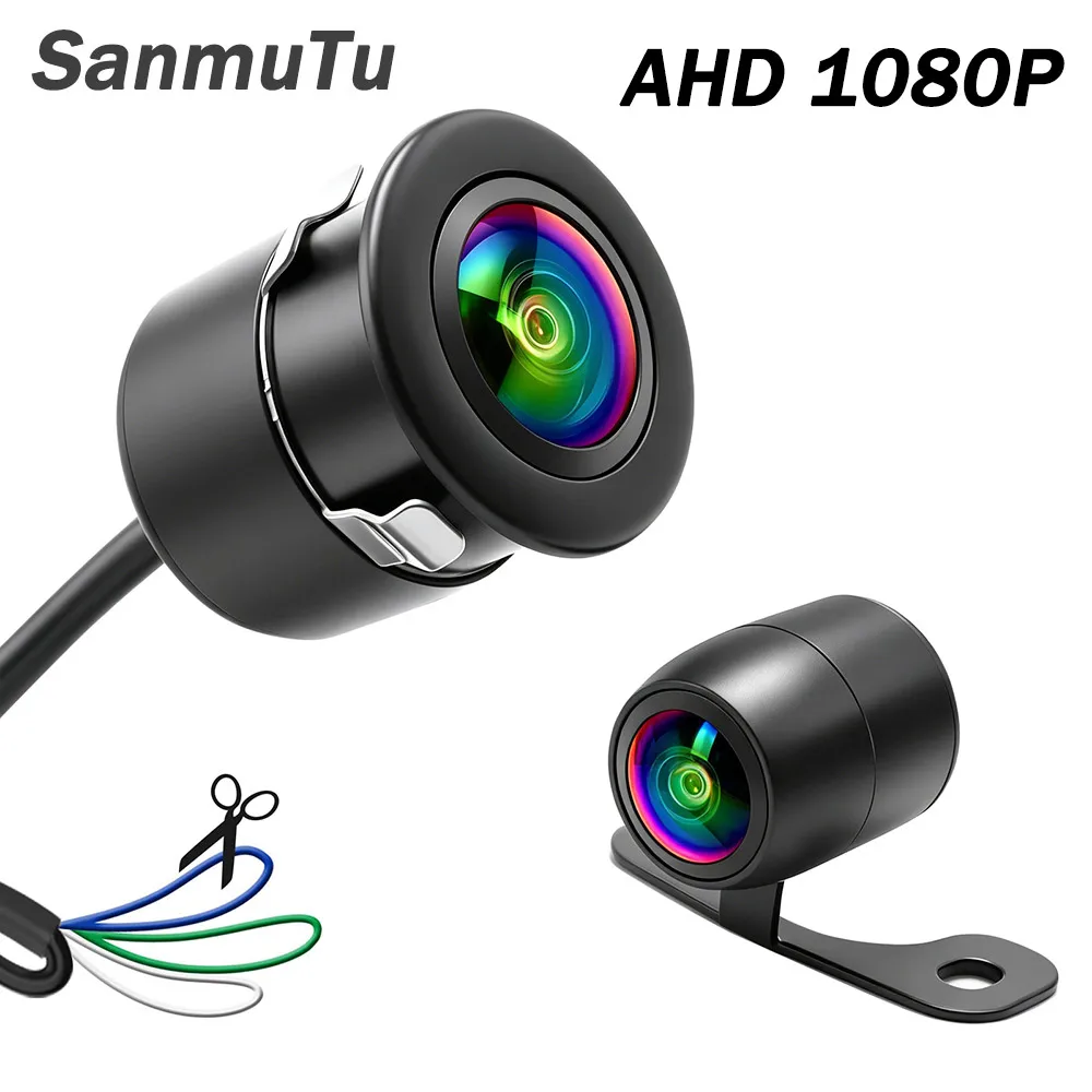 Backup Camera for Cars,Universal AHD 1080P Fisheye CCD Waterproof Wide View Angle Rear/Front View Back up Camera for HD Night Vision for Car Parking Assist Camera Reversing Parking Three Control Line