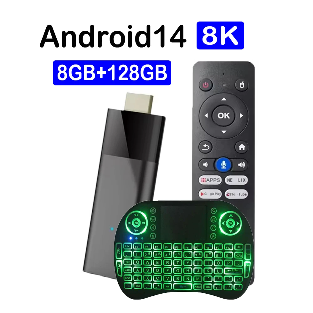 Clé TV intelligente Q12 8K décodeur Android 14 TV Box Allwinner H313 8GB 32GB 64GB 128GB Google Assistant Netflix 8K lecteur multimédia