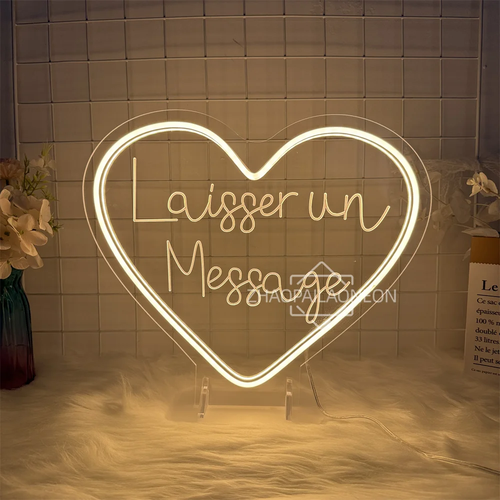 Laisser un 메시지 네온 사인 LED 스페인어 메시지 남기기 Led 네온 테이블 라이트 커피 바 장식 로그인 룸 벽 침실 장식