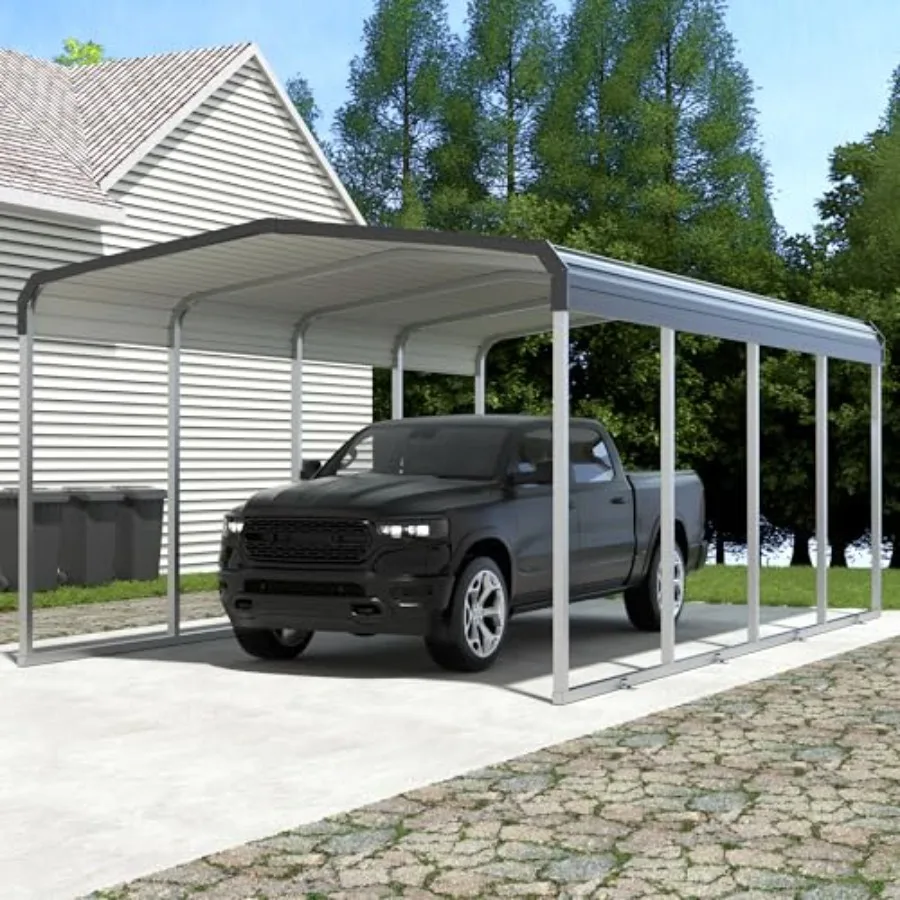 

Metal Carport, Heavy Duty Carport Canopy with Galvanized Steel Frame and Roof, Outdoor Storage Shed, Car Tent Garage Shelter fo