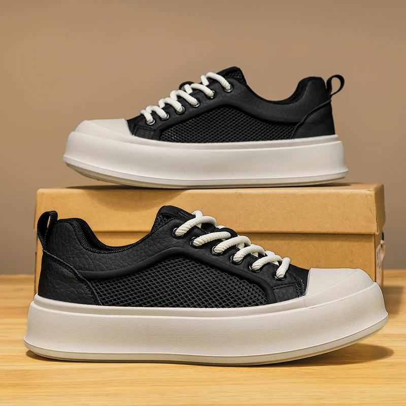 

Men's shoes breathable mesh casual thick soled student board shoes anti slip and wear-resistant summer soft soled lightweight
