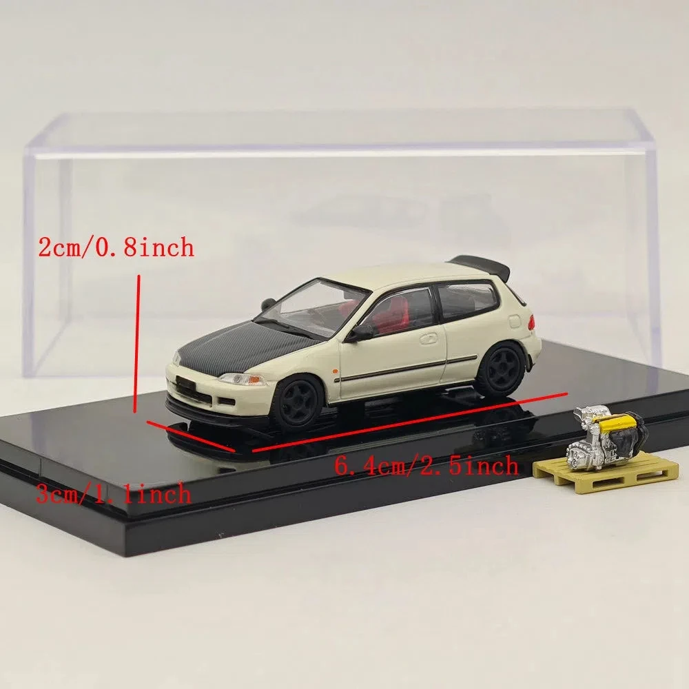 Hobby HJ64 1/64 para (EG6) versión personalizada estilo JDM con modelo de pantalla de motor blanco HJ642017AW colección de coches de juguete fundido a presión