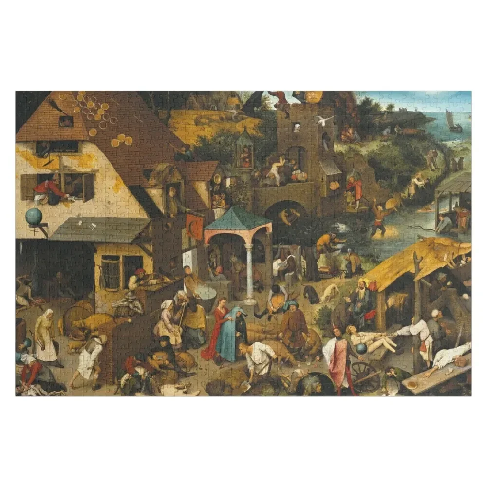 

Pieter Bruegel The Elder - The Dutch Proverbs Jigsaw Puzzle Customs With Photo Customizable Gift Wood Photo Personalized Puzzle