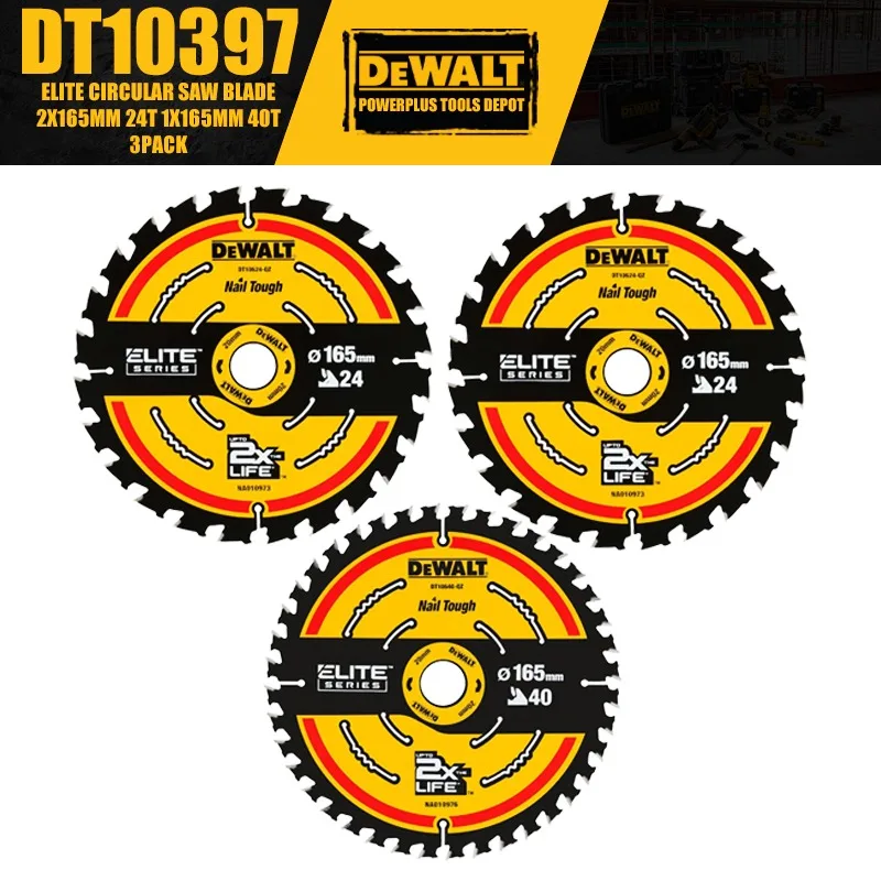 

DEWALT DT10397 CIRCULAR SAW BLADE ELITE SERIES ELITE Circular Saw Blade 2x165mm 24T 1x165mm 40T 3PACK Power Tool Accessories