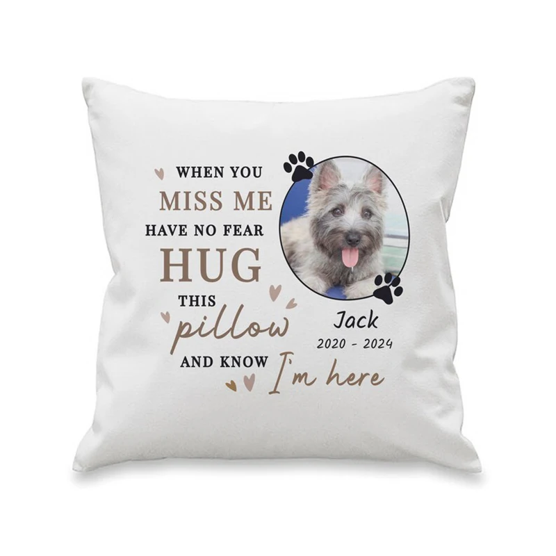 

Custom pet Pillow Cover - Personalized Pet Photo & Name Square Pillow Case with Zip Closure for Home Office Decor Memorial Gift