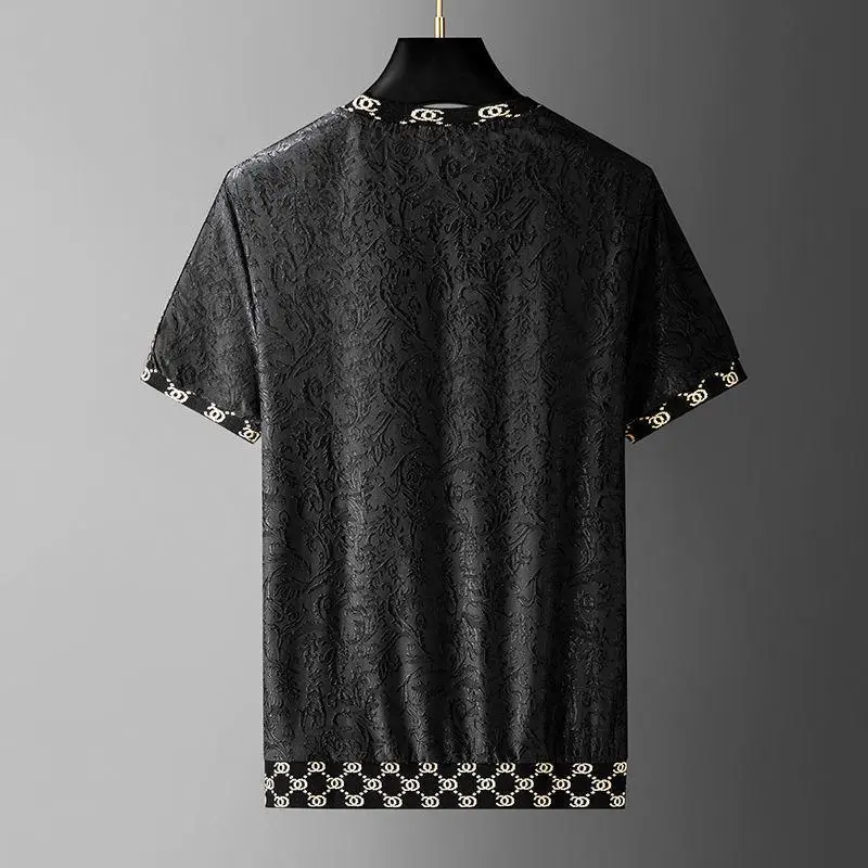 

Fashion men's dark pattern jacquard summer short-sleeved T-shirt trousers men's casual sports suit