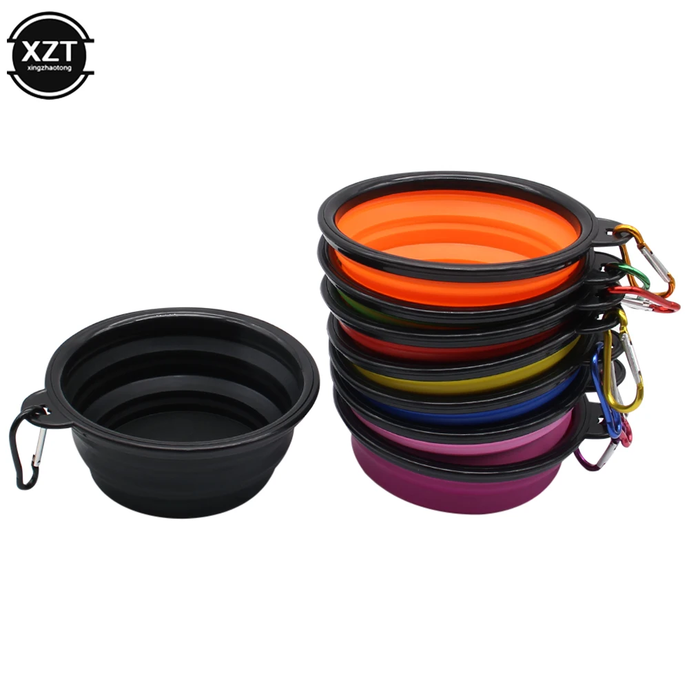 Portable Collapsible Dog Travel Bowl Silicone Pet Dogs Bowls For Traveling Camping Walking Outdoor Feeding Pet Folding Dish Bowl