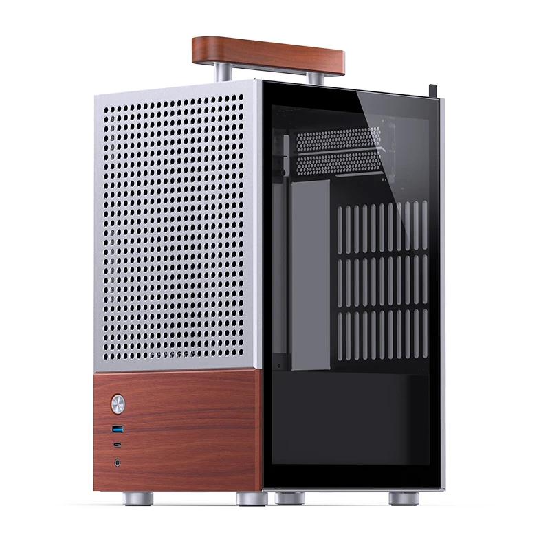 Jonsbo T6 ITX Handle Chassis Computer Case 3mm Aluminum Alloy Shell USB3.0 Type-C Interface Solid Wood Desktop Mini PC Chassis