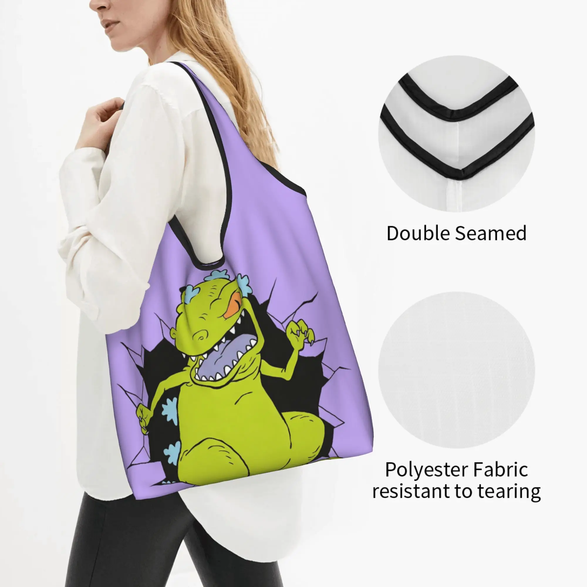R-Rugrated Anime Comics Groceries Shopping Bags Funny Shopper Tote Shoulder Bags Large Capacity Portable  Handbag