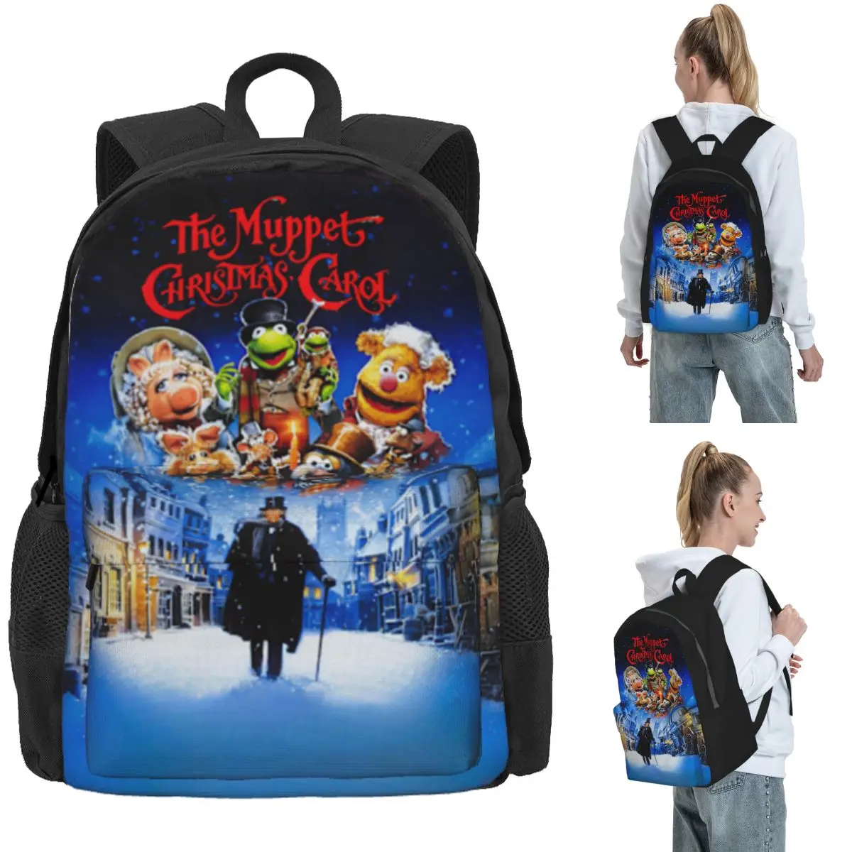 

Muppet Christmas Carol Backpack Daypack Large Capacity Boys Girls BookBag School Bag Shoulder Bags for Men Women