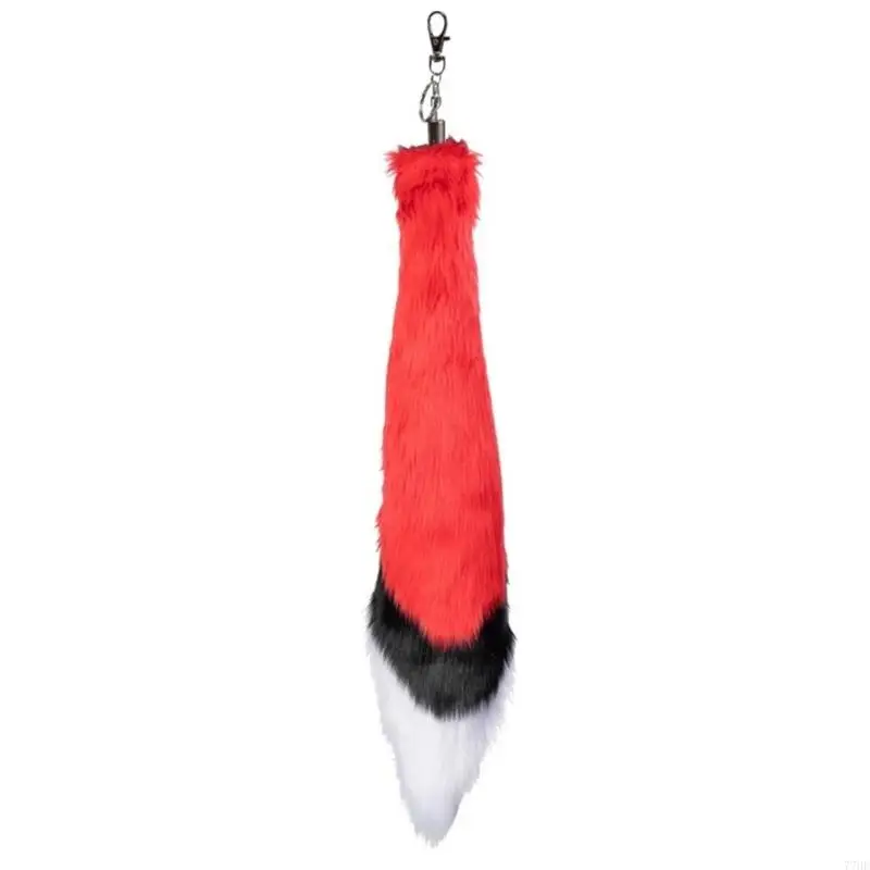 77HE Tail Keychain Wolf Tail Keyring Cosplays Toy Foxes Costume Bag Ackings Charm
