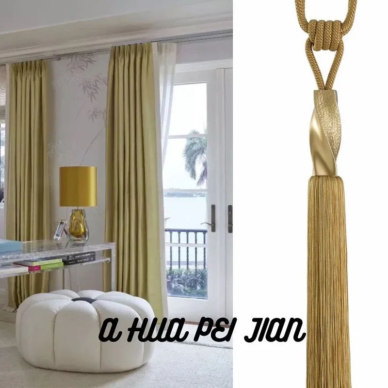 2 Pcs Modern Luxury Tassel Tiebacks - Faux Silk Cord with Fringe Balls for Curtain Accessories