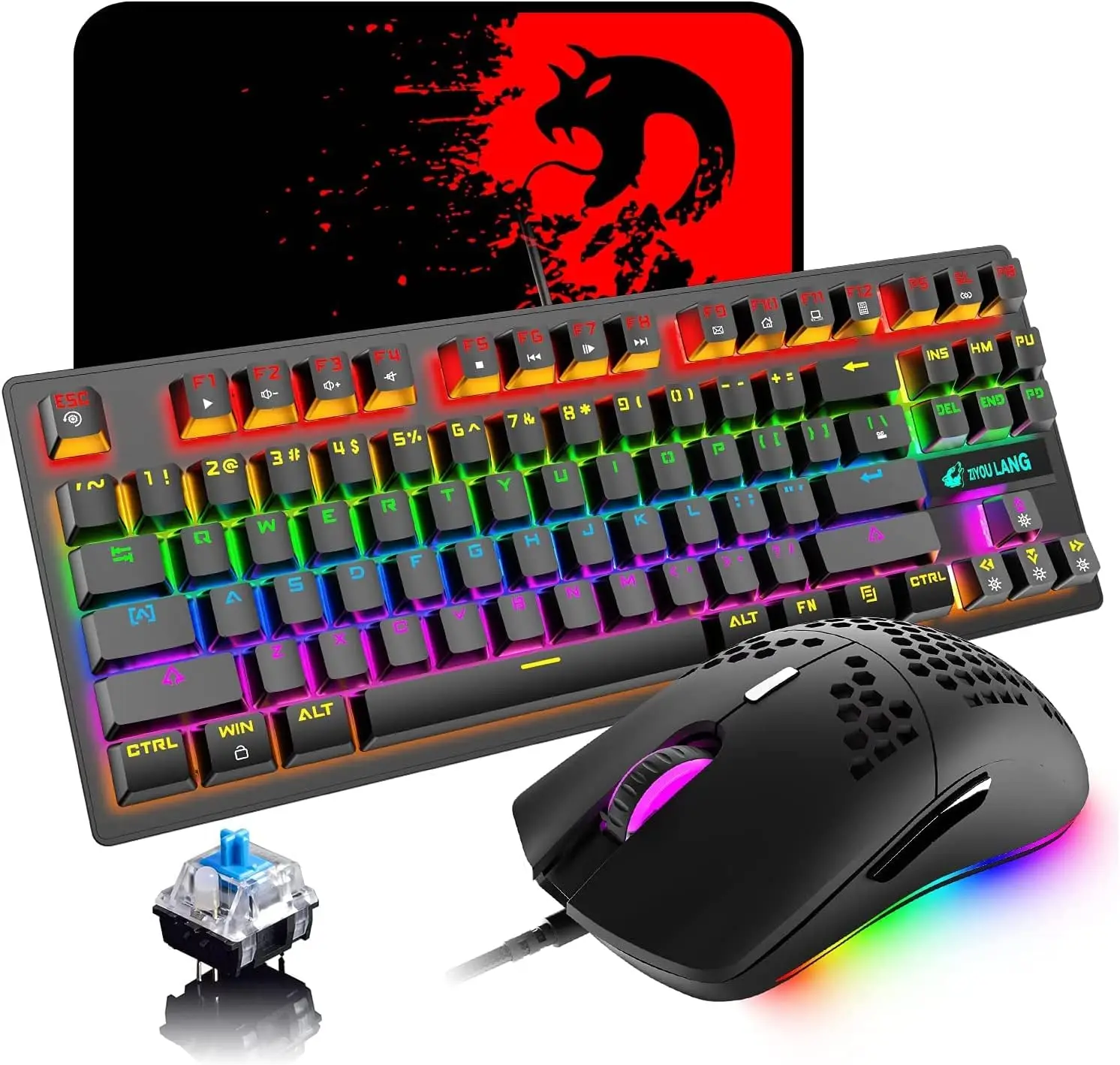 

MAMBASNAKE x ZIYOU LANG K2 Проводная механическая игровая клавиатура Синий переключатель Мини 82 клавиши Проводная радужная клавиатура со светодиодной подсветкой