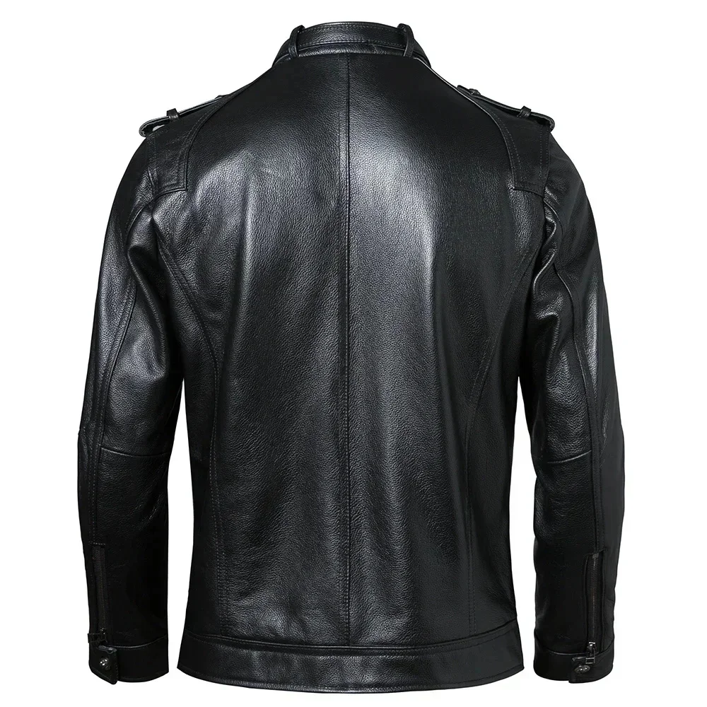 Men's Genuine Leather Jacket 100% Natural Cowhide Men Real Coat Male Skin Clothing Autumn Asian Size M-5XL M605