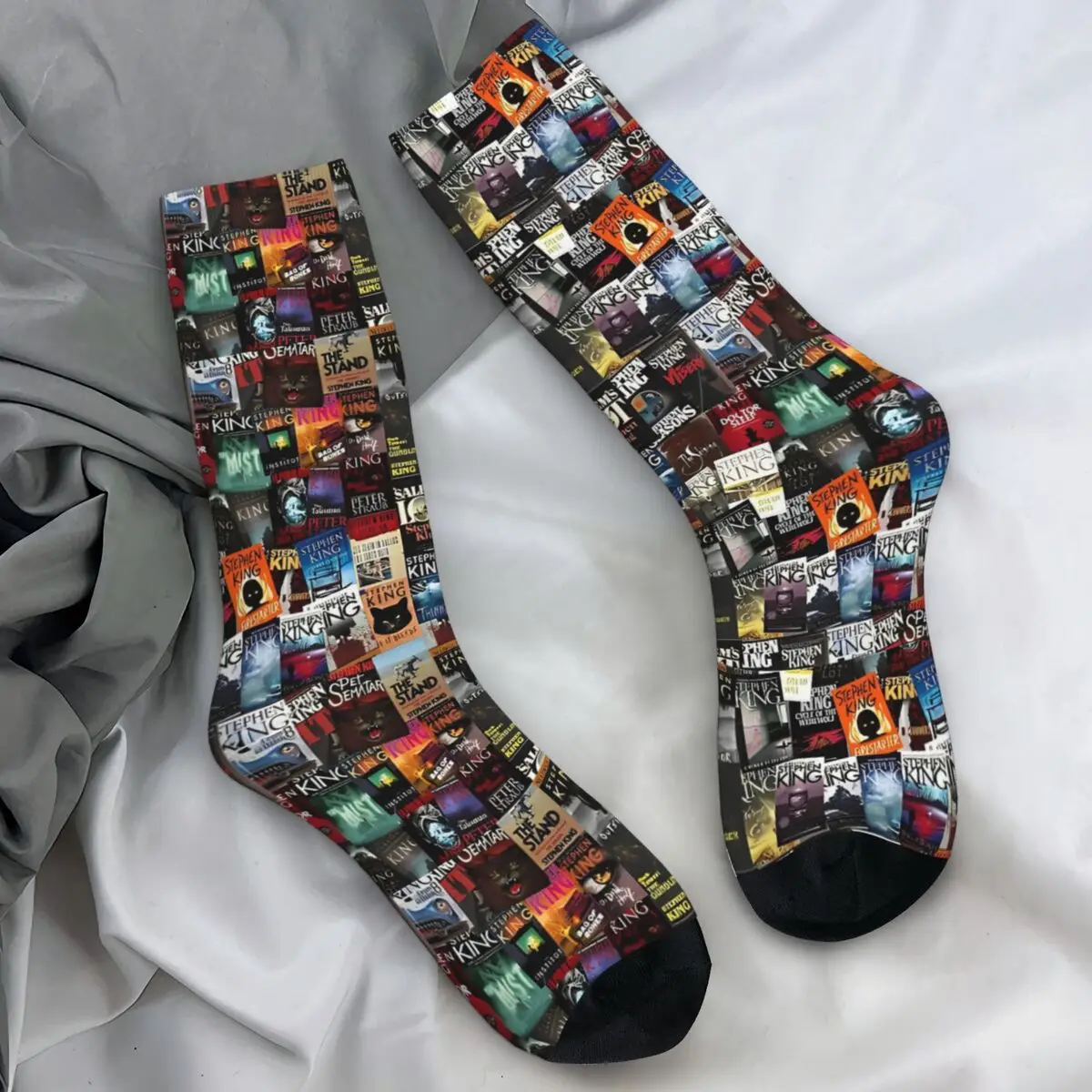 Stephen King Book Covers Socks Winter Halloween Horror Bookworm Stockings Gothic Adults Warm Soft Socks Outdoor Anti Skid Socks