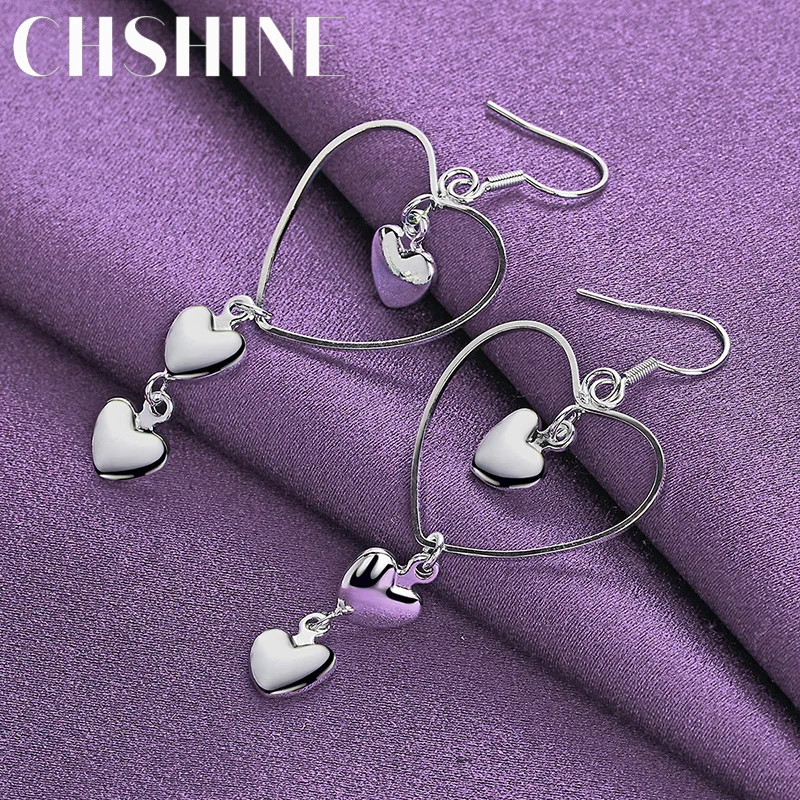 CHSHINE 925 Sterling Silver Love Heart Earrings For Women Fashion Charm Jewelry