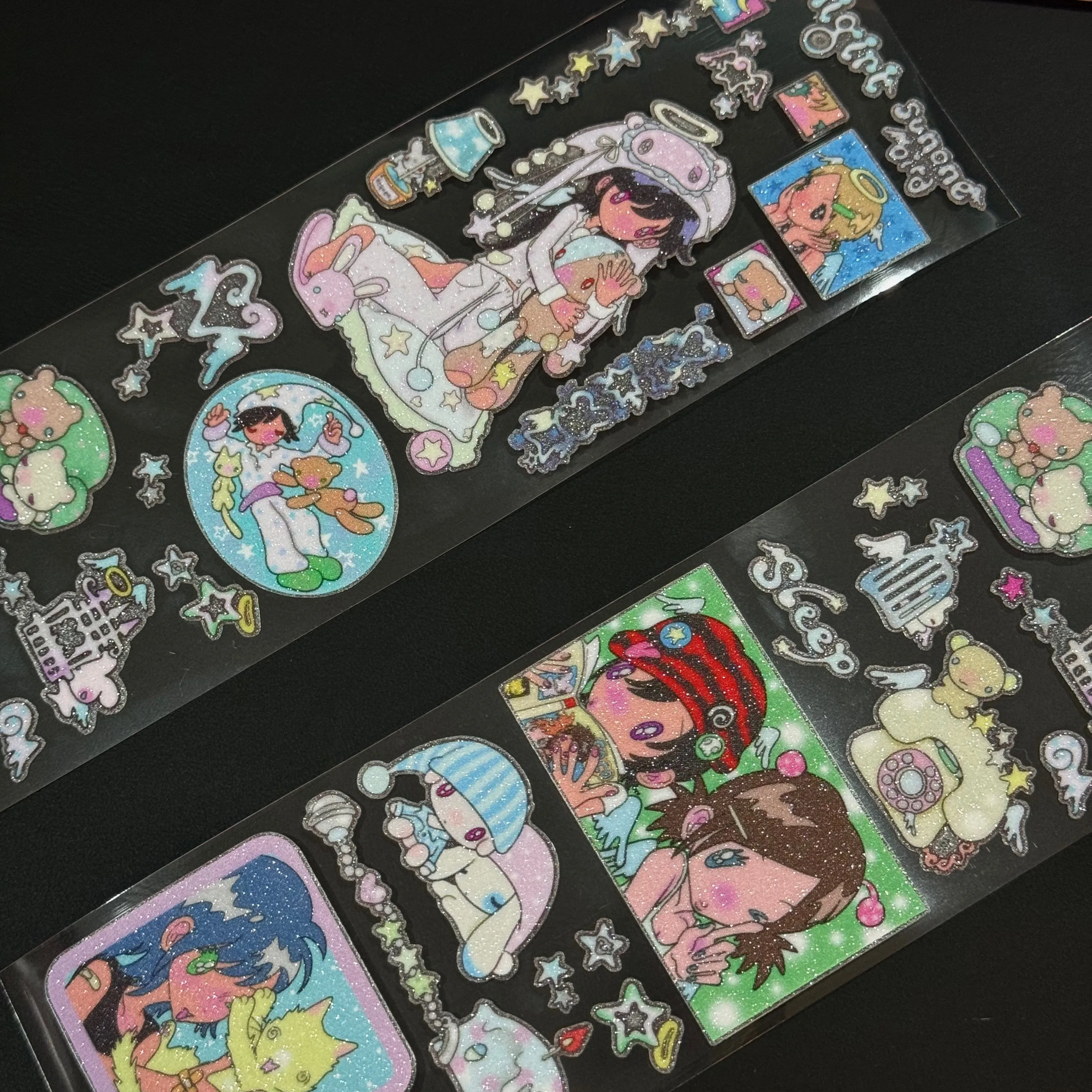 Niedliche Handgezeichnete Anime-Mädchen Aufkleber, Dekoratives Bastelmaterial für Scrapbooking, Nicht-Rollbare Aufkleberbögen