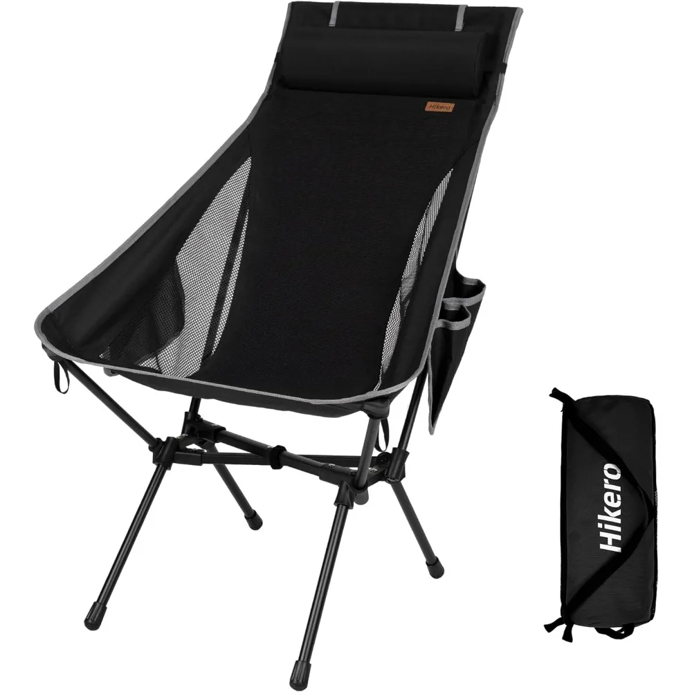 

Portable High Back Camping Chair, Support Heavy Duty 440 Lbs, Lightweight Folding Chair with Adjustable Pillow for Hiking