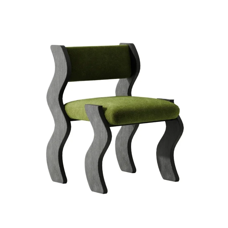 Solid wood wave chair Nordic designer solid wood home dining chair medieval special-shaped back chair home