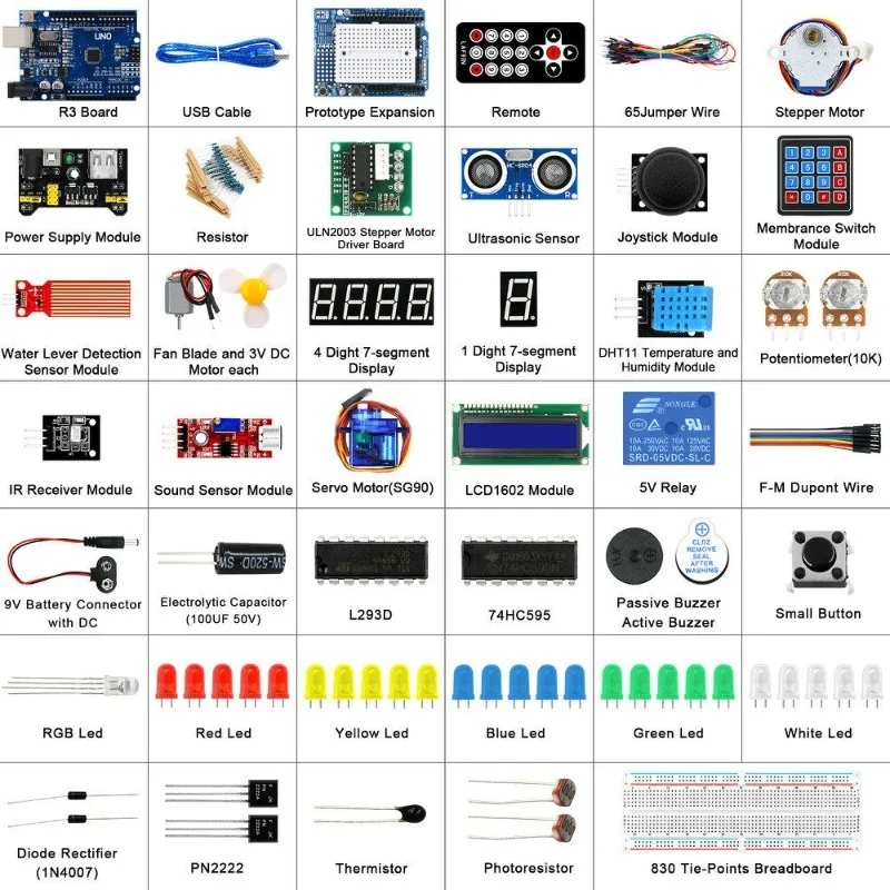 Upgraded Kit, Super Starter Kit UNO R3 Improved Development Board, Tutorial Learning Kit