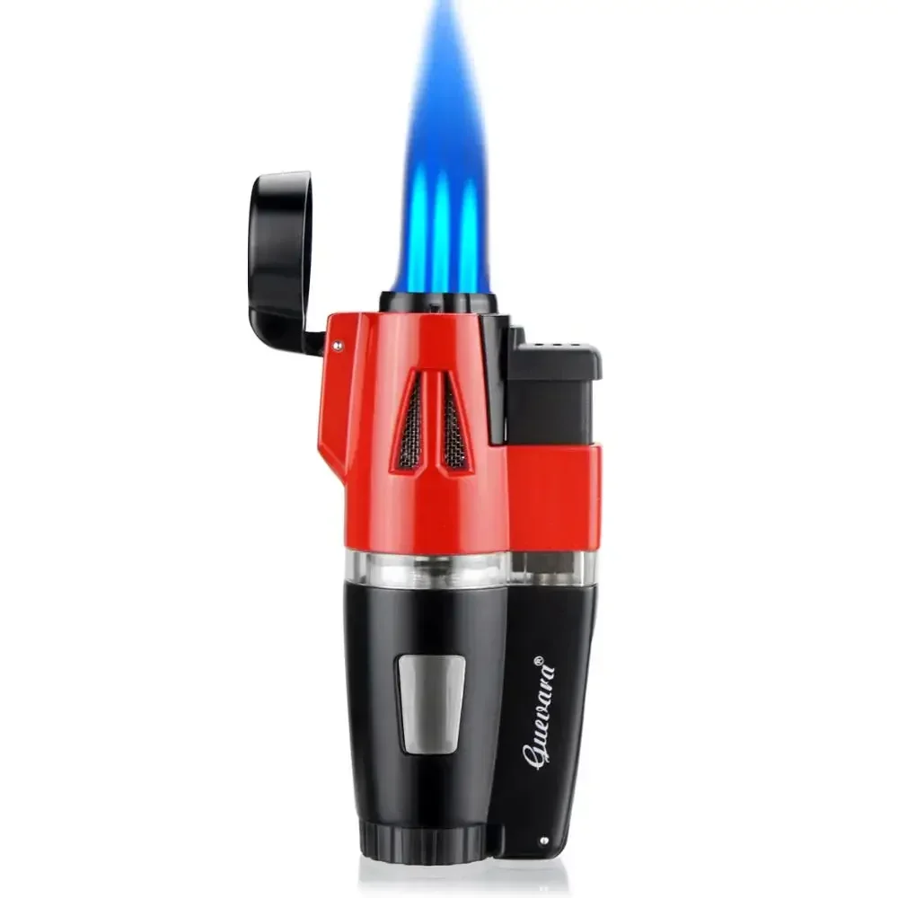 

GUEVARA 3 Flame Jet Torch Cigar Lighter Butane Vintage Mental Butane Torch Lighters with Punch Smoking Accessories