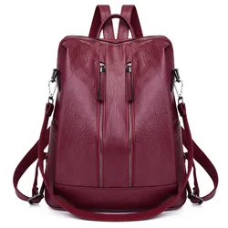 CFUN YA New Leather Women Backpack High Quality PU Female Bag Bucket Lady Shoulder Packs Big Capacity Backpacks Travel Rucksack