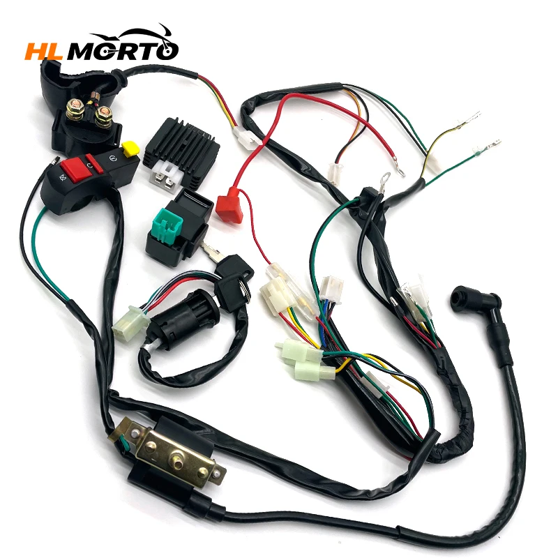 Electrics Wire Harness Coil CDI Wiring Set Motorcycle Ignition Kit For 50 70 90 110CC ATV Quad Go Kart Dirt Bikes Scooter Buggy