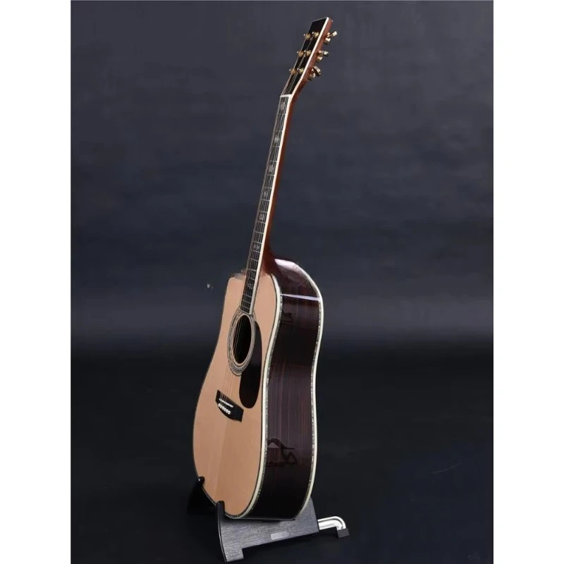 41 Inch Full Solid Wood Acoustic Electric Guitar, Handcrafted Folk Guitar