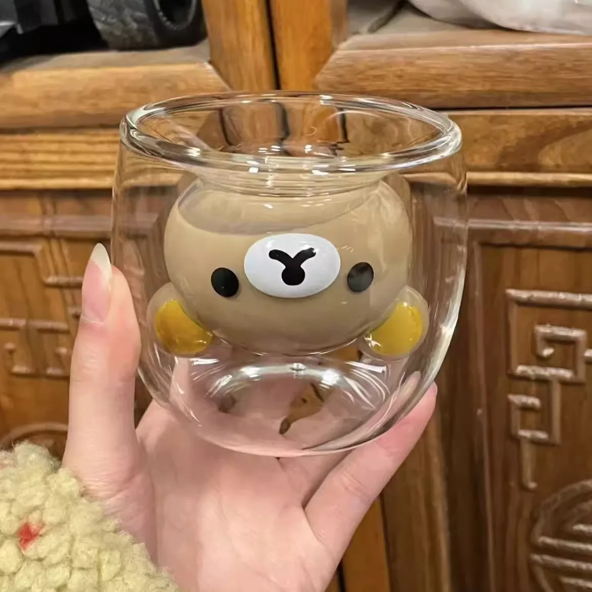 Japanische Cartoon Rilakkuma Glas Milch Kaffeetasse weiblich niedlich Bär Saft kaltes Getränk Trinkbecher Haushalt Bär Tasse