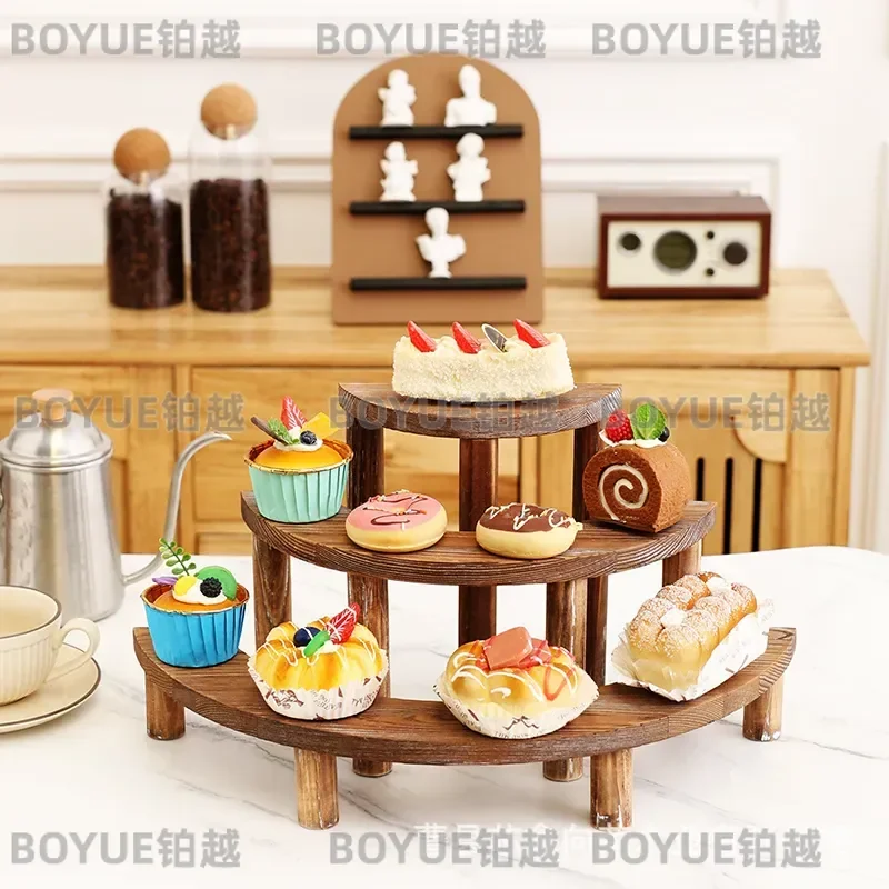 Solid Wood Multi Tier Cake Stand Dessert Display Rack Fruit Plate Snack Tray Wooden Shelf for Party Home Kitchen Decoration