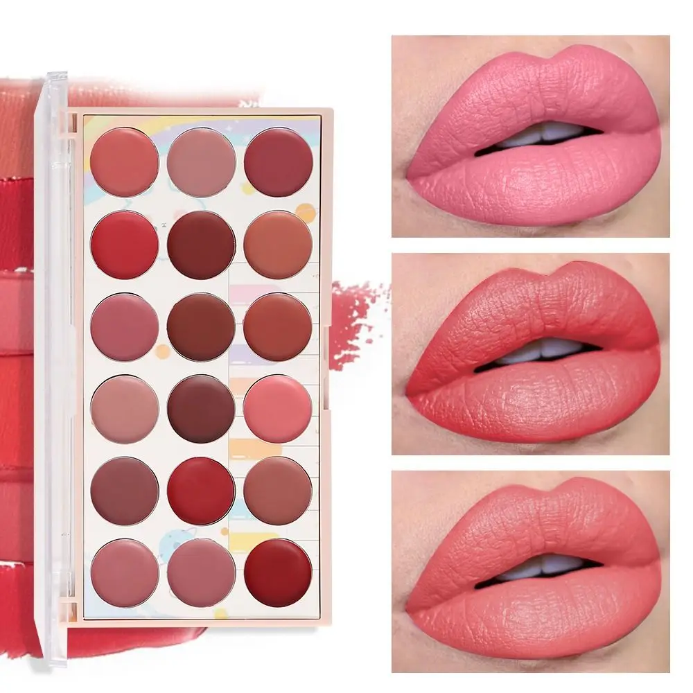 

Waterproof Matte Lipstick Palette Non-Sticky Cup Velvet 18 Color Lip Gloss Palette Long Lasting Beauty Moisturizing Lipstick
