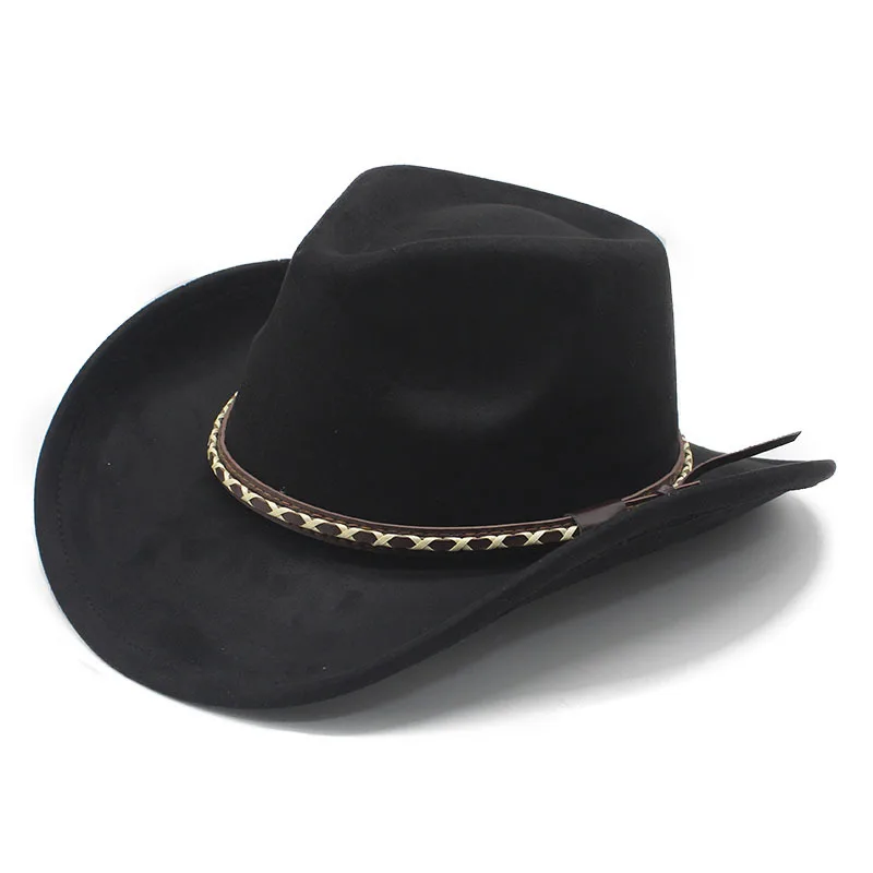 

Wide Brim Suede Velvet Top Hat with Curved Brim Cowboy Hat for Men and Women Versatile Retro Wide Brim Jazz Hat