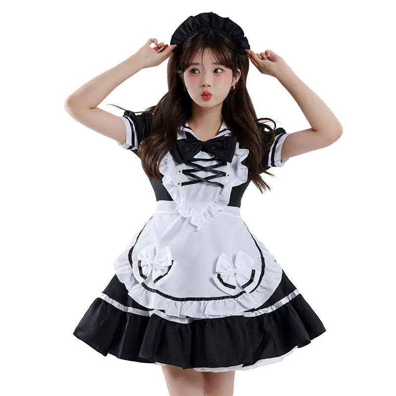 

Japanese Adult Kawaii Lolita Cosplay Maid Costume Sexy French Apron Uniform Cafe Maid Party Skirt Women Clothing